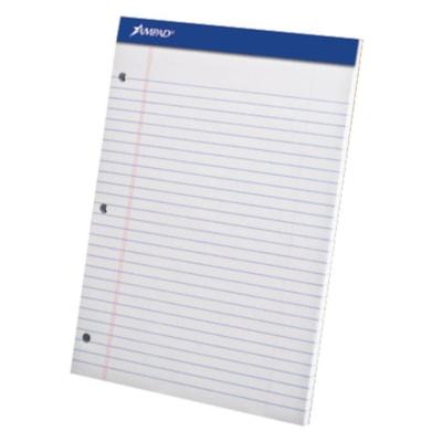 Ampad® Wide Rule Writing Pads, 3-Hole Punched, White, Pad of 50 Sheets
