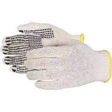 Sure Grip PVC-Dotted Economy Knit Gloves, Poly/Cotton, Single Sided, 7 Gauge, Large Pair