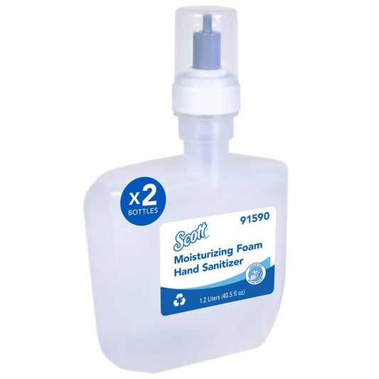 Scott Pro Moisturizing Foam Hand Sanitizer, E-3 Rated (91590), Clear, Fresh Scent, 1.2 L, 2 Units / Case
