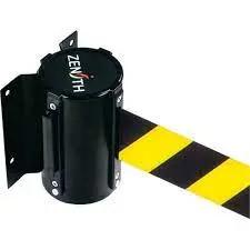 Wall Mount Barriers, Steel, Screw Mount, 7', Black/Yellow Tape Each