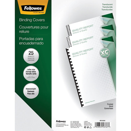 Fellowes Frosted Letter-Size Presentation Binding Covers With Square Corners