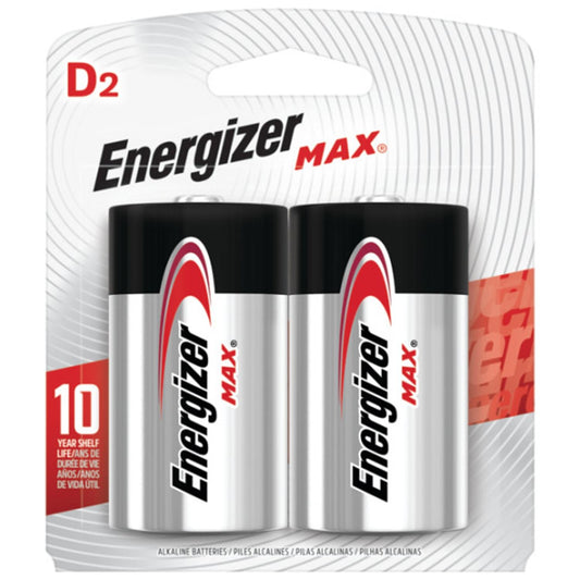 Energizer Max "D" Alkaline Batteries, 2/PK (E95BP2)