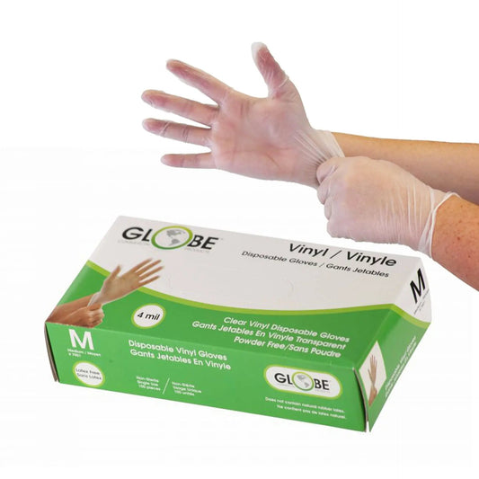 GLOVE Vinyl Powder Free 4mil Clear Medical - Medium (10 boxes of 100)