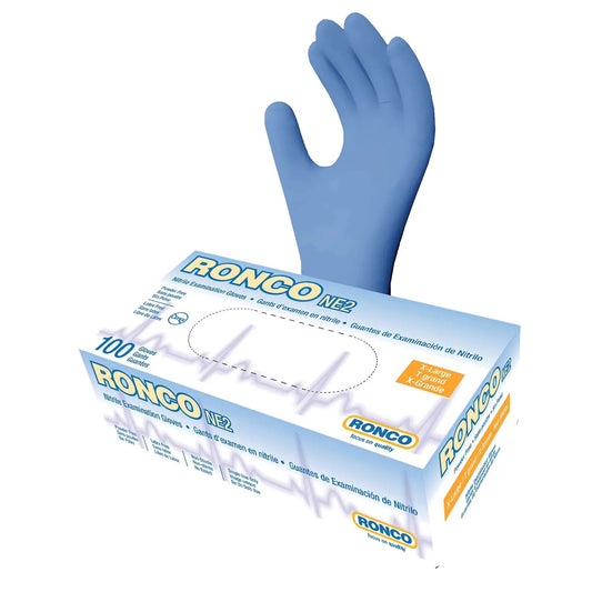 Ronco NE2 Nitrile Blue Examination Glove Powder Free X-Large 100x10