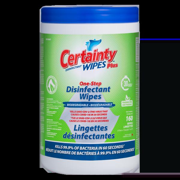 Certainty Biodegradable Plus Disinfectant Wipes (160 Count)