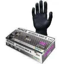 Ronco 8 MIL Octopus Grip Gloves Black Nitrile 10X50