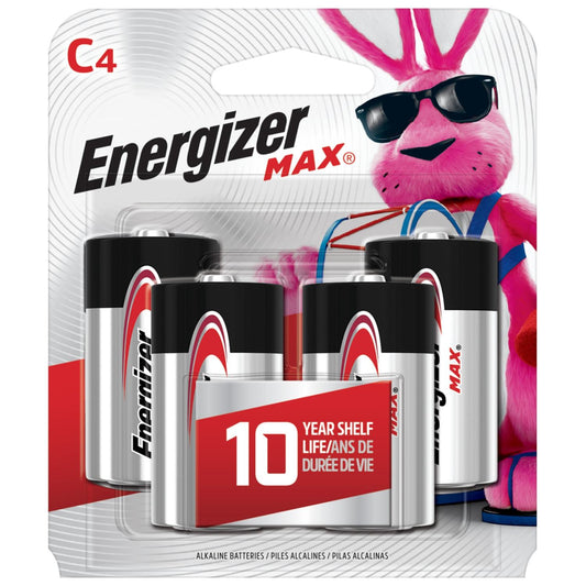 Energizer Max "C" Alkaline Batteries, 4/PK (E93BP4)