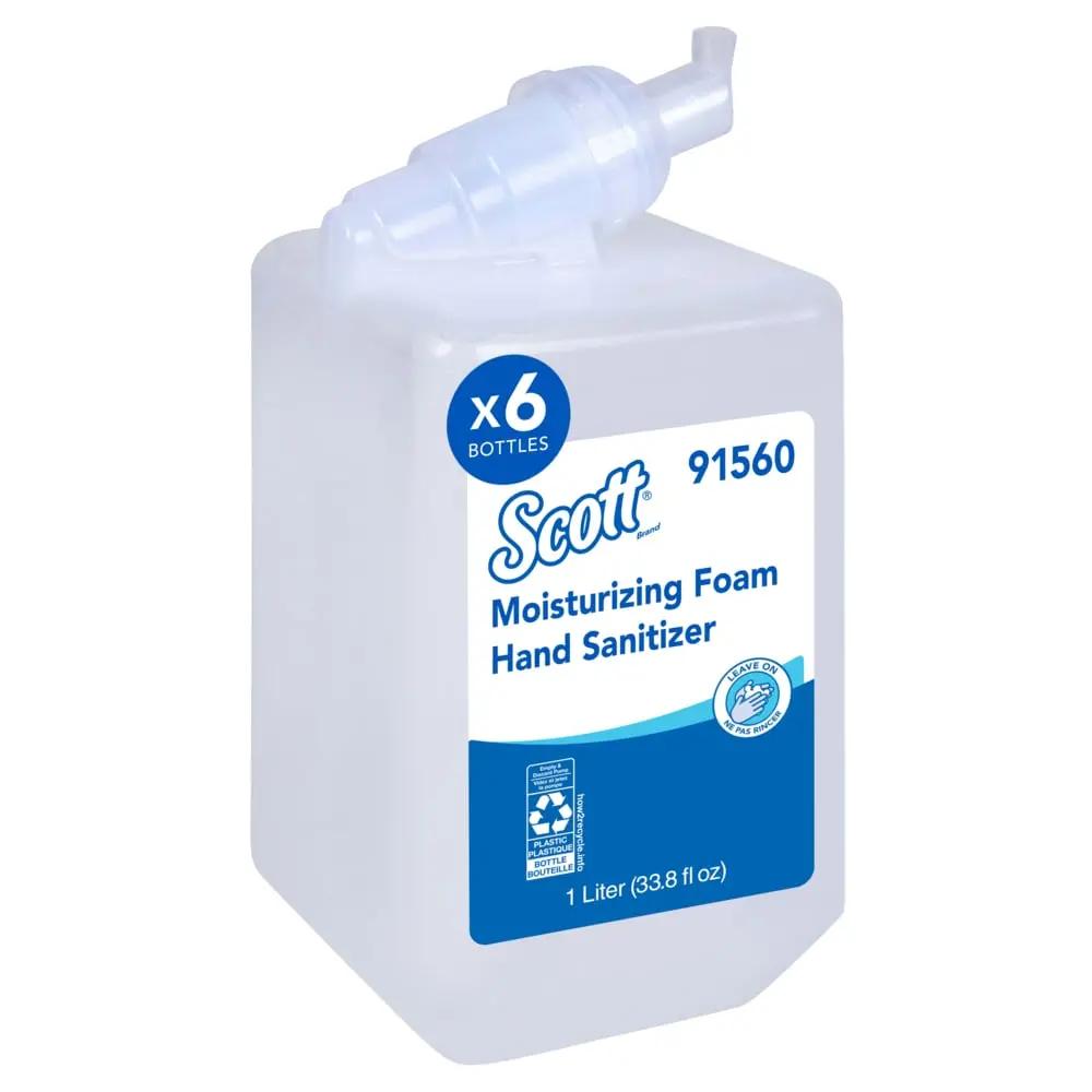 Scott Pro Moisturizing Foam Hand Sanitizer, E-3 Rated (91560), Clear, Fresh Scent, 1.0 L, 6 Units / Case