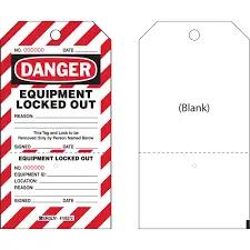 Danger Equipment Locked Out" Two-Part Perforated Tags, Paper, 4" W x 7-1/2" H, English Pack of 25