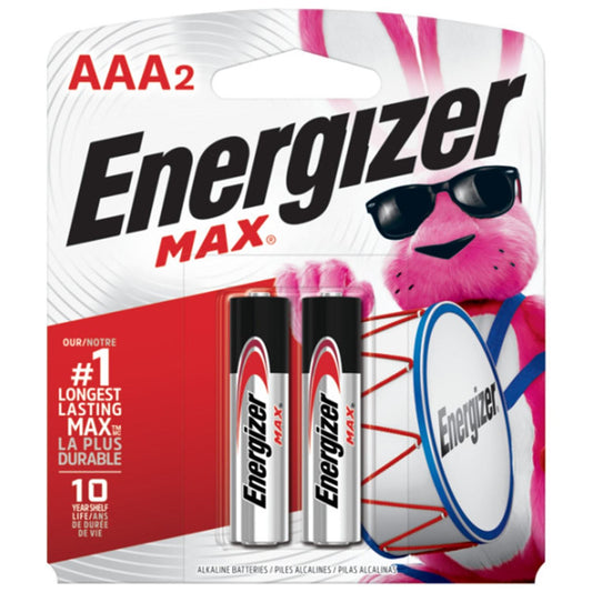 Energizer Max "AAA" Alkaline Batteries, 2/PK (E92BP2)