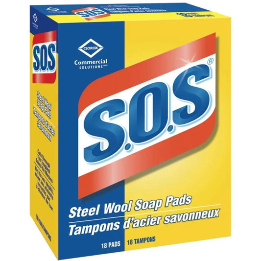 SOS Steel Wool Soap Pads 18 per box,  12/cs