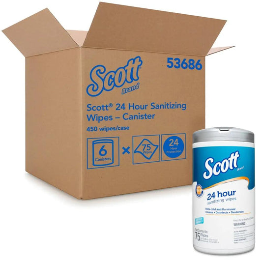 53686 SCOTT 24HR SANITIZING WIPES 75/TB 6/CS